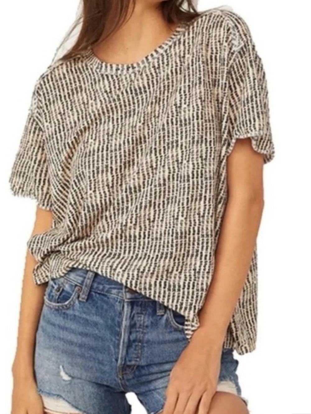 We The Free Relaxed Short Sleeve Tee Linen Blend Free People Bali Backpacker XS